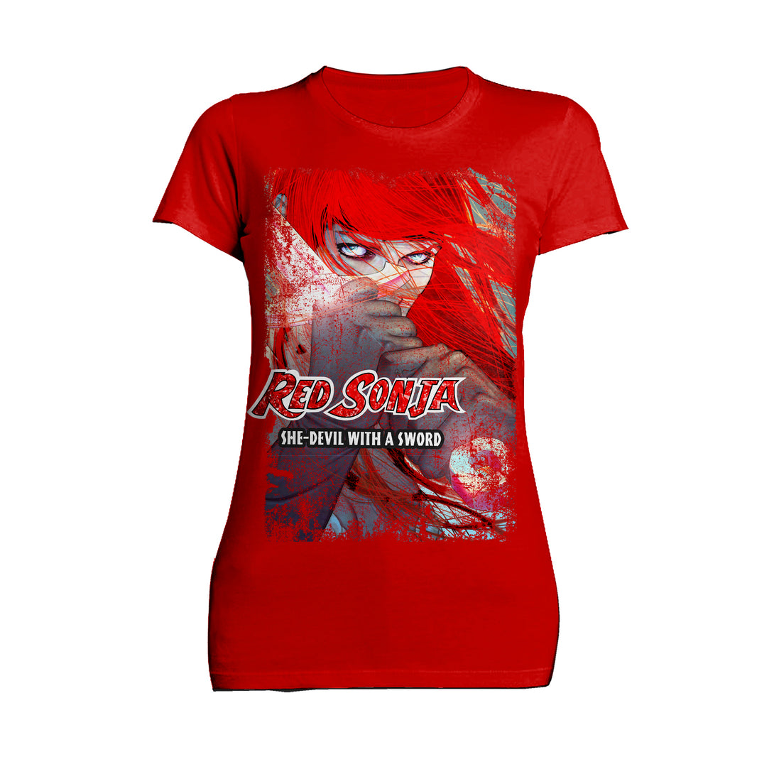 Red Sonja Jenny Frison Comic Cover She-Devil Sword Warrior Official Women's T-Shirt Red