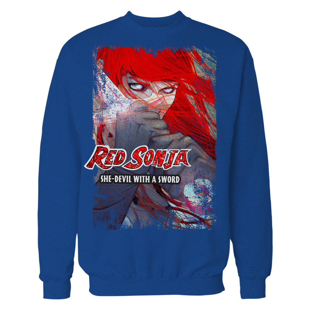 Red Sonja Jenny Frison Comic Cover She-Devil Sword Warrior Official Sweatshirt Blue