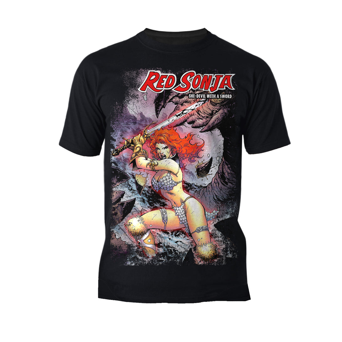 Red Sonja Jim Lee Comic Cover She-Devil Sword Warrior Queen Official Men's T-Shirt Black