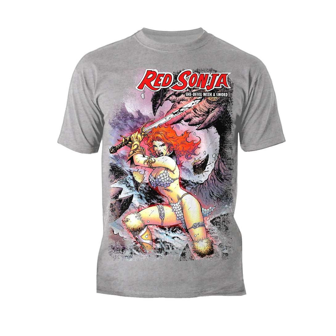 Red Sonja Jim Lee Comic Cover She-Devil Sword Warrior Queen Official Men's T-Shirt Sports Grey