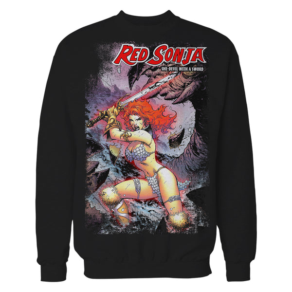 Red Sonja Jim Lee Comic Cover She-Devil Sword Warrior Queen Official Sweatshirt Black