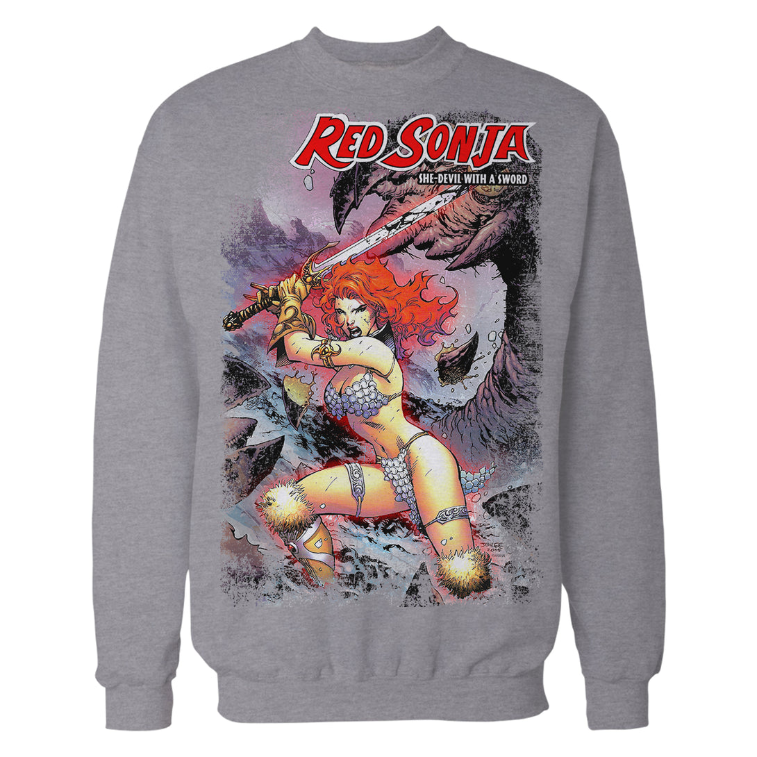 Red Sonja Jim Lee Comic Cover She-Devil Sword Warrior Queen Official Sweatshirt Sports Grey