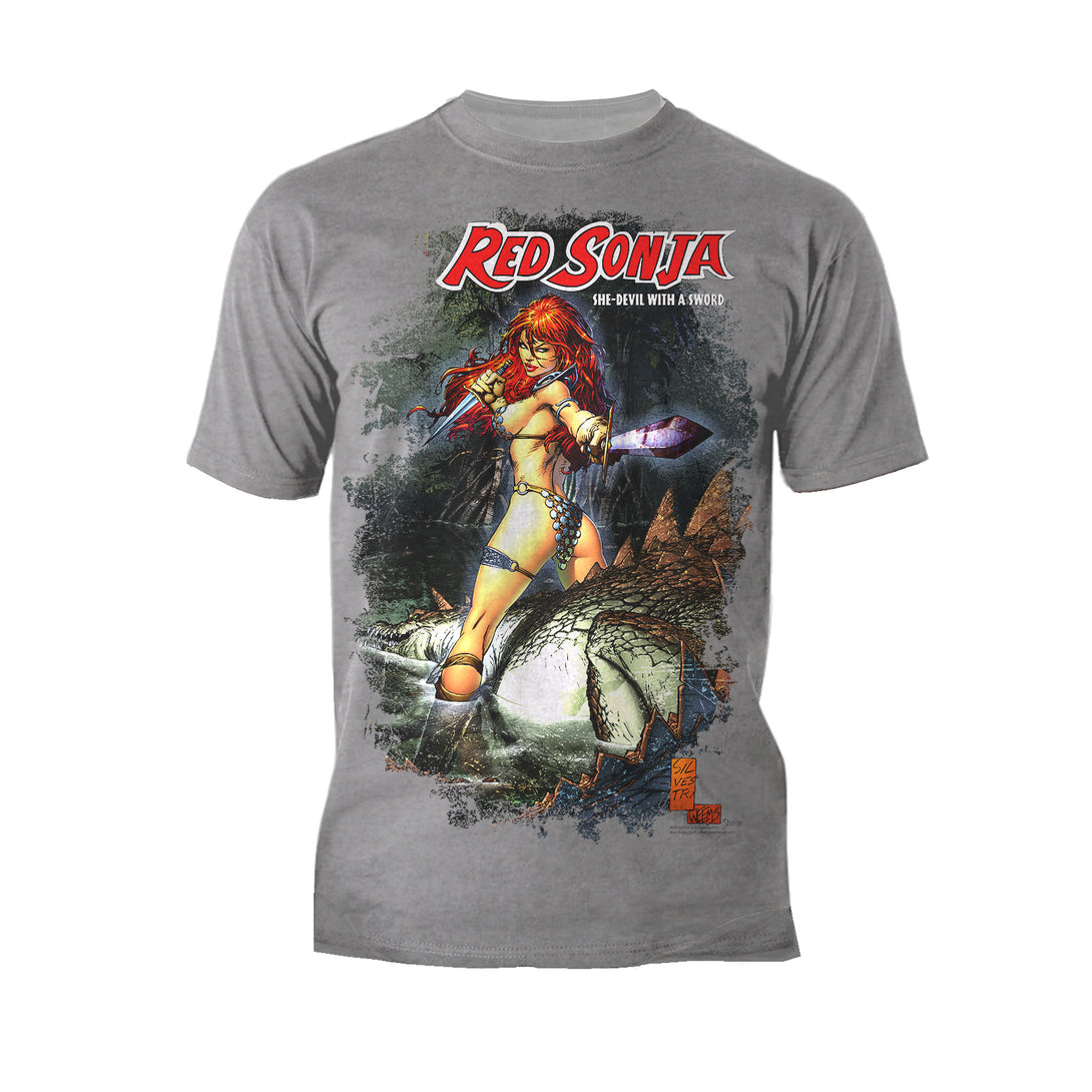 Red Sonja Marc Silvestri Comic Cover She-Devil Warrior Woman Official Men's T-Shirt Sports Grey 