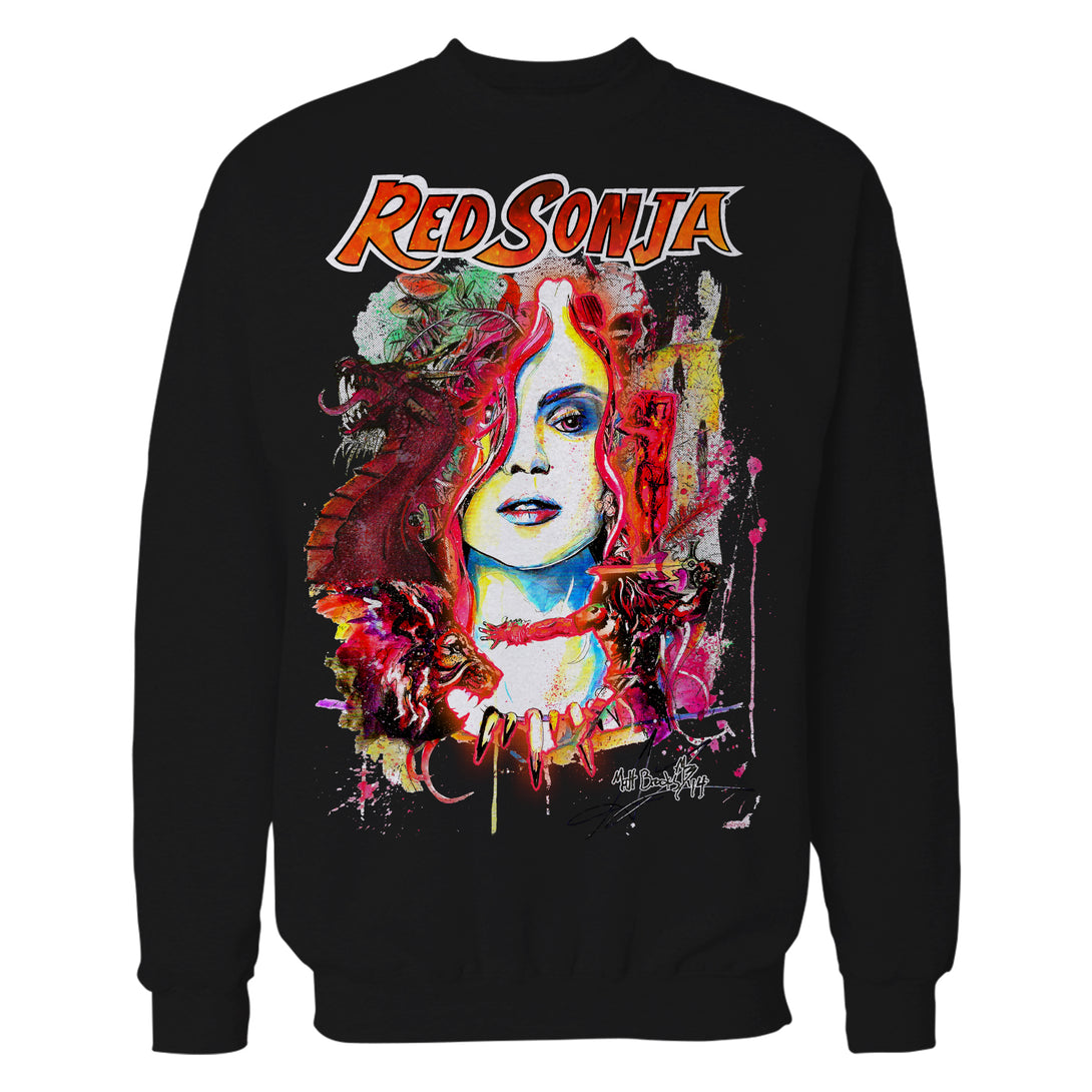 Red Sonja Matt Brooks Comic Cover Warrior Woman Pop Fine Art Official Sweatshirt Black