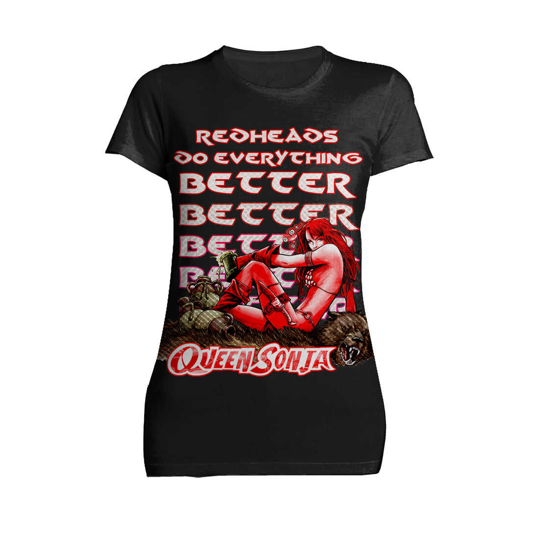 Red Sonja Meme Queen Redheads Do Everything Better Festival Official Women's T-Shirt Black