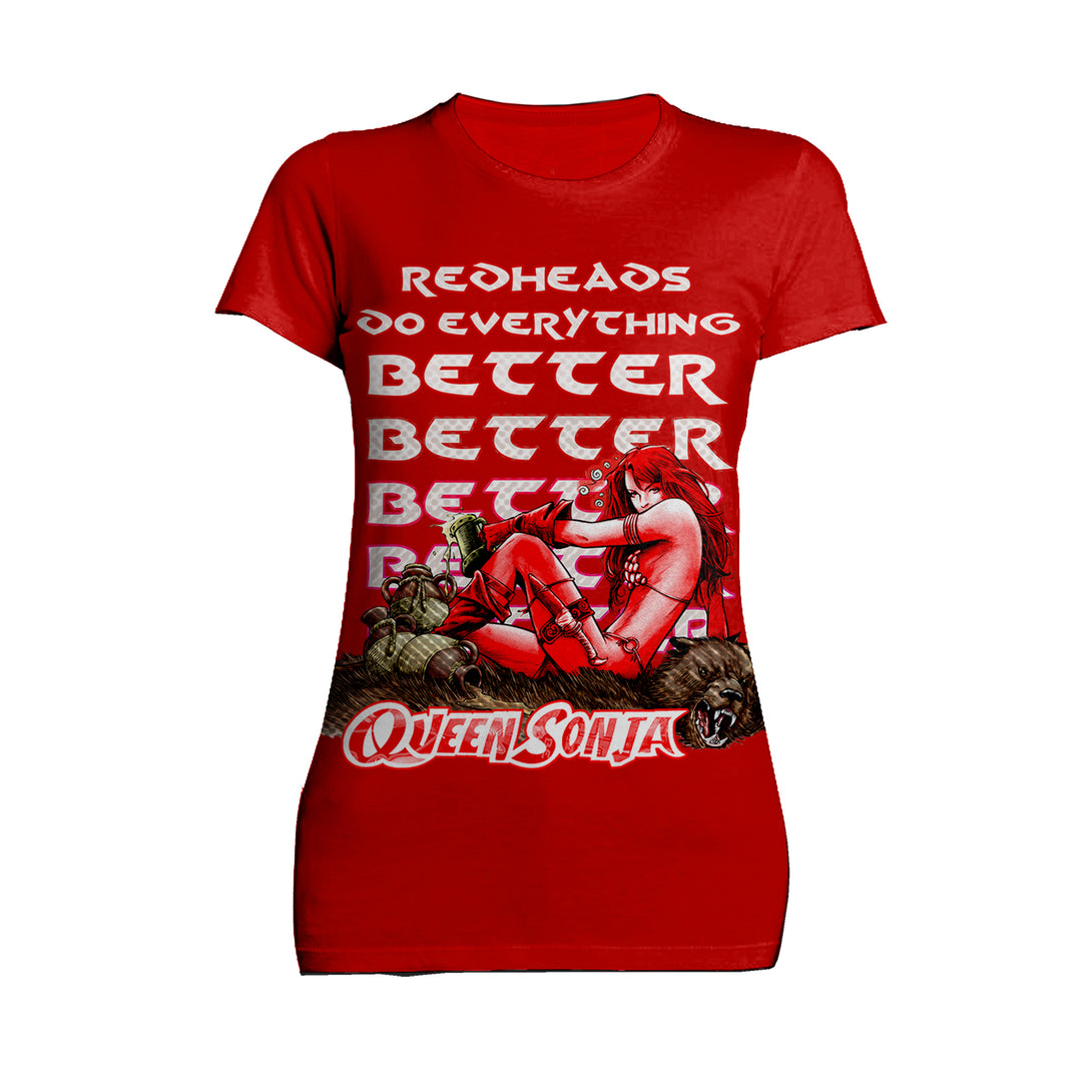 Red Sonja Meme Queen Redheads Do Everything Better Festival Official Women's T-Shirt Red