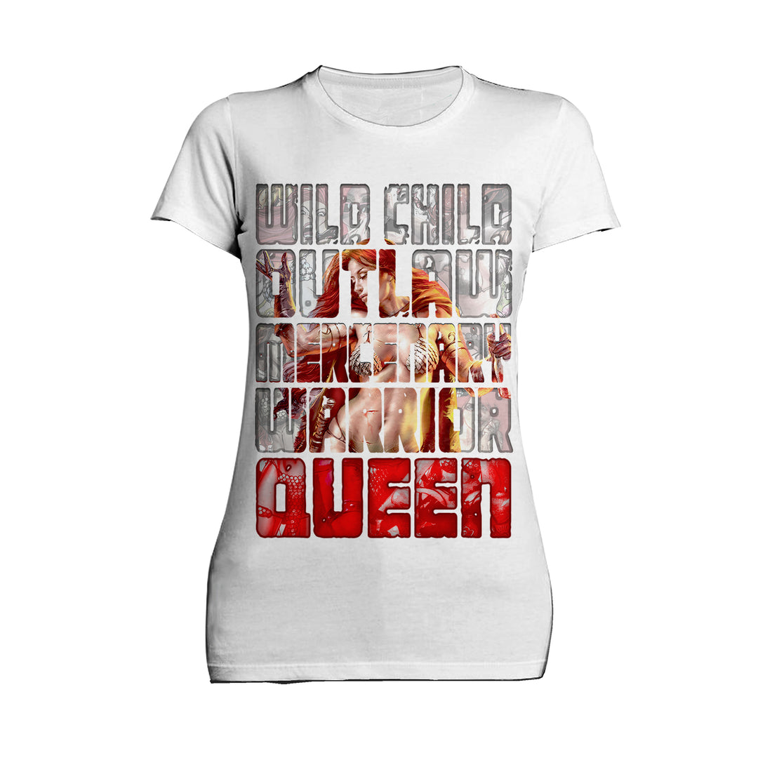 Red Sonja Poster Redhead Wild Child Warrior Queen Festival Official Women's T-Shirt White