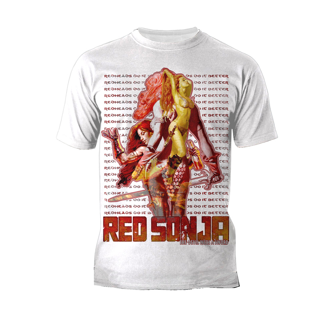 Red Sonja Poster Redheads Do It Better Epic Fantasy Festival Official Men's T-Shirt White