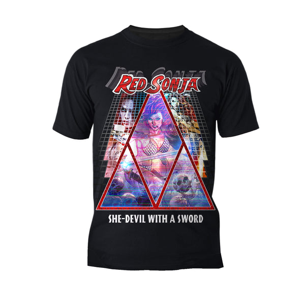 Red Sonja Poster Synthwave Redhead Epic Cyberpunk Retro 80s Official Men's T-Shirt Black