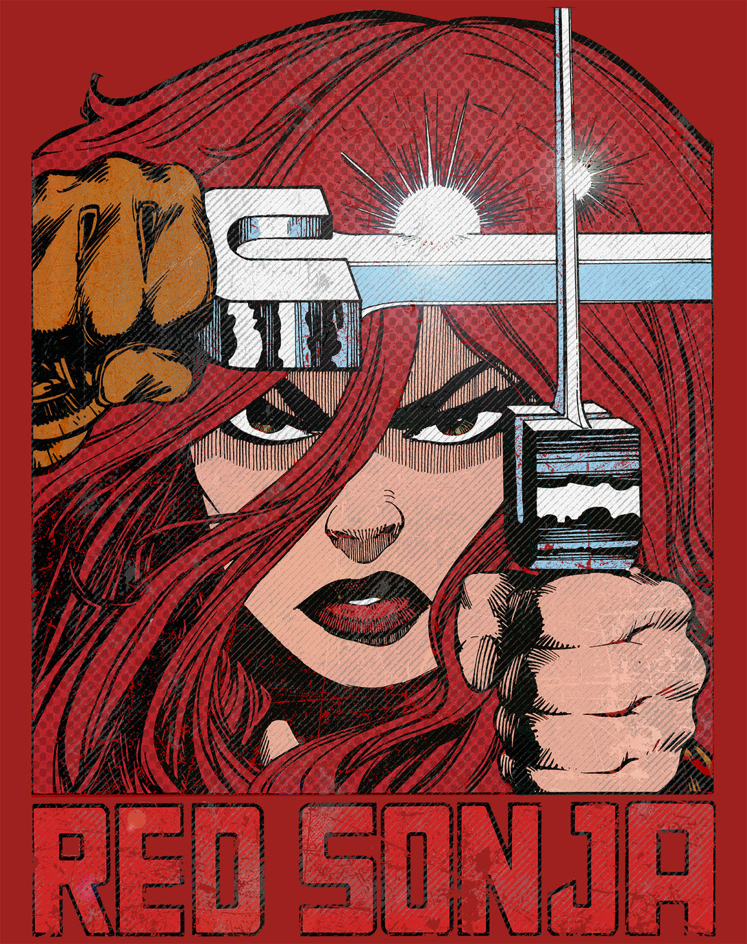 Red Sonja Walter Simonson Comic Legends Redhead Warrior Art Official Sweatshirt Red Design Closeup