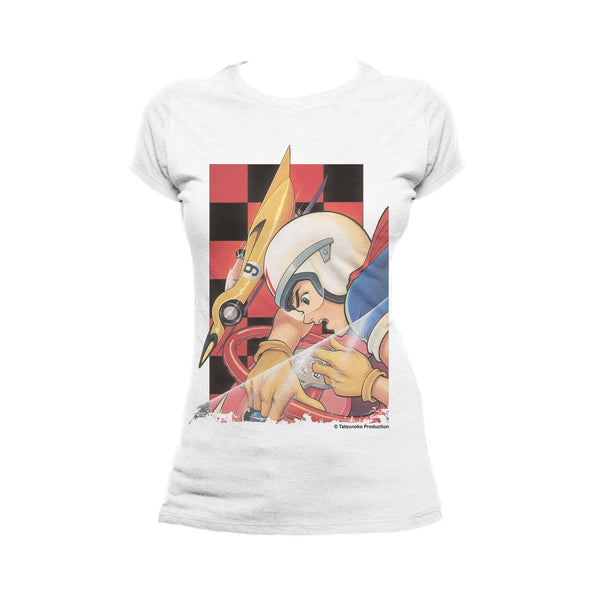 Speed Racer Checkered Red Official Women's T-shirt (White) - Urban Species Ladie's Short Sleeved T-Shirt