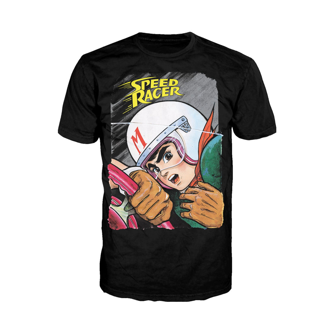 Speed Racer Close Up Official Men's T-shirt (Black) - Urban Species Mens Short Sleeved T-Shirt