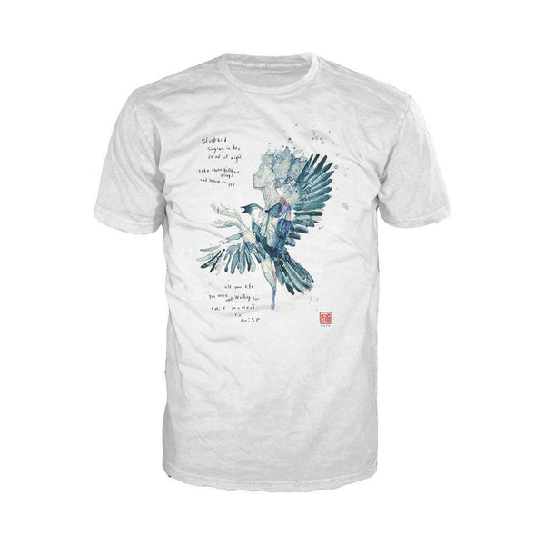 Beatles David Mack Blackbird Official Men's T-shirt (White) - Urban Species Mens Short Sleeved T-Shirt