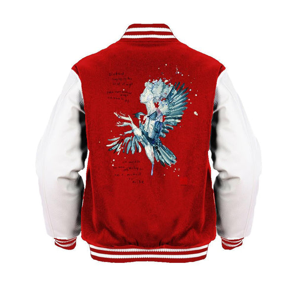 Beatles David Mack Blackbird Official Varsity Jacket (Red) - Urban Species Varsity Jacket