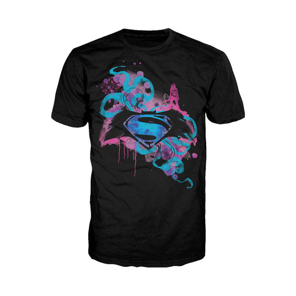 DC Batman V Superman Trinity Logo Graff Official Men's T-shirt Black - Urban Species