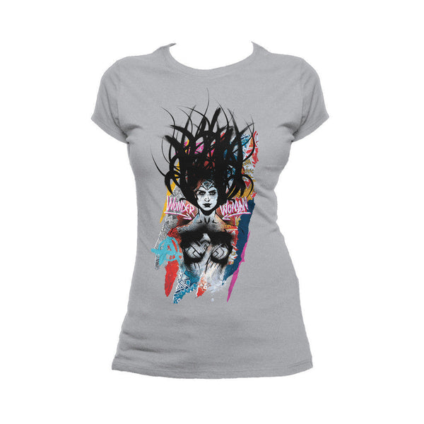 DC Batman V Superman Wonder Woman Graff Hair Official Women's T-shirt Sports Grey - Urban Species