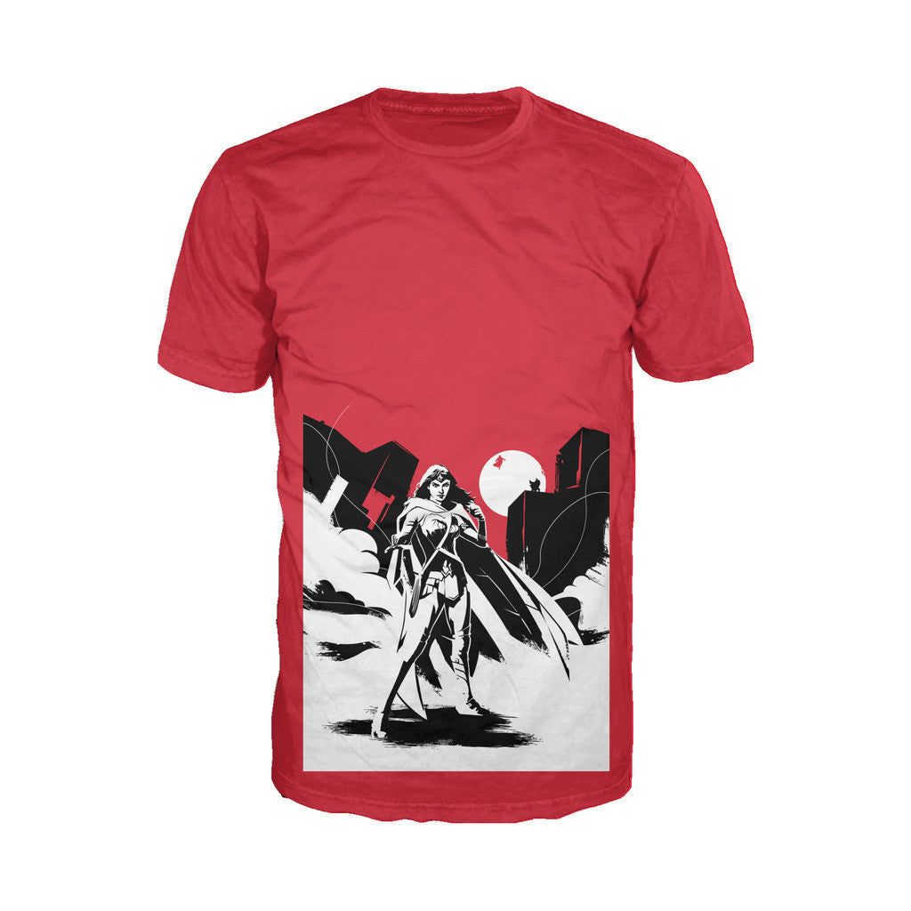 DC Batman V Superman Wonder Woman Splash Noir Official Men's T-shirt Red - Urban Species