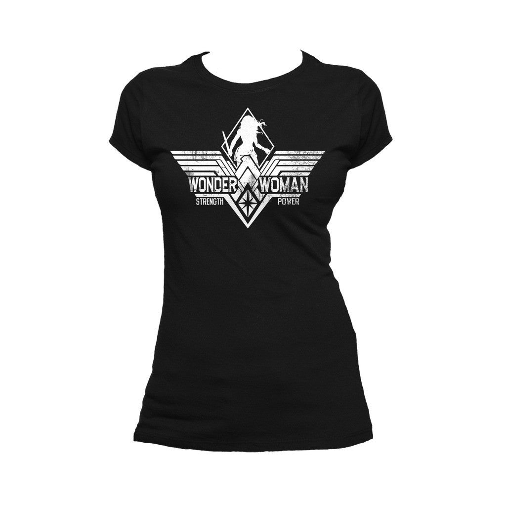 DC Batman V Superman Wonder Woman Stencil Strength Official Women's T-shirt Black - Urban Species