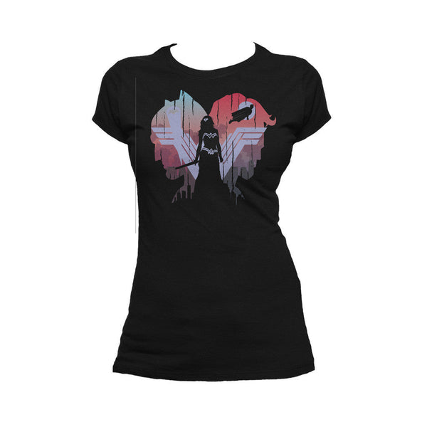 DC Batman V Superman Wonder Woman Logo Stencil Trinity Official Women's T-shirt Black - Urban Species