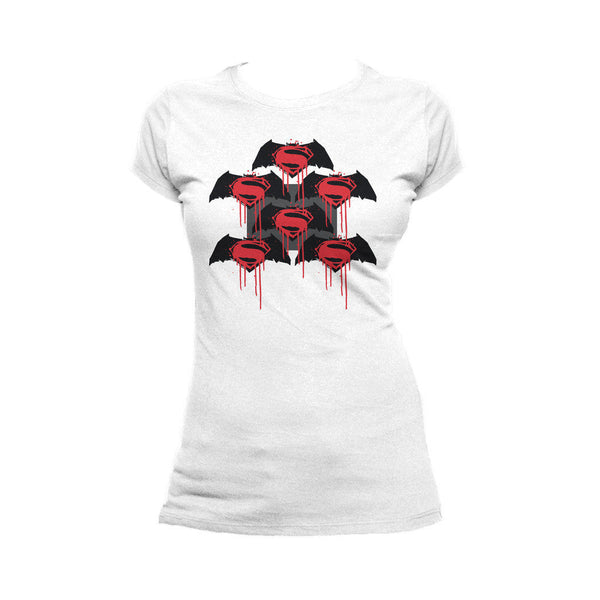 DC Batman V Superman Logo Graff Official Women's T-shirt White - Urban Species