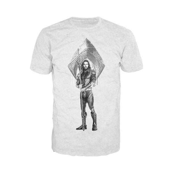 DC Justice League Logo Aquaman Trident Official Men's T-shirt (Heather Grey) - Urban Species Mens Short Sleeved T-Shirt