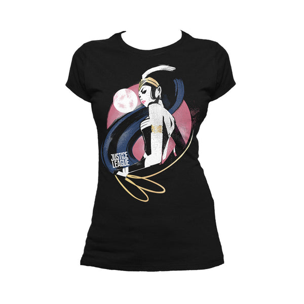DC Justice League Wonder Woman Lasso Official Women's T-shirt (Black) - Urban Species Ladies Short Sleeved T-Shirt