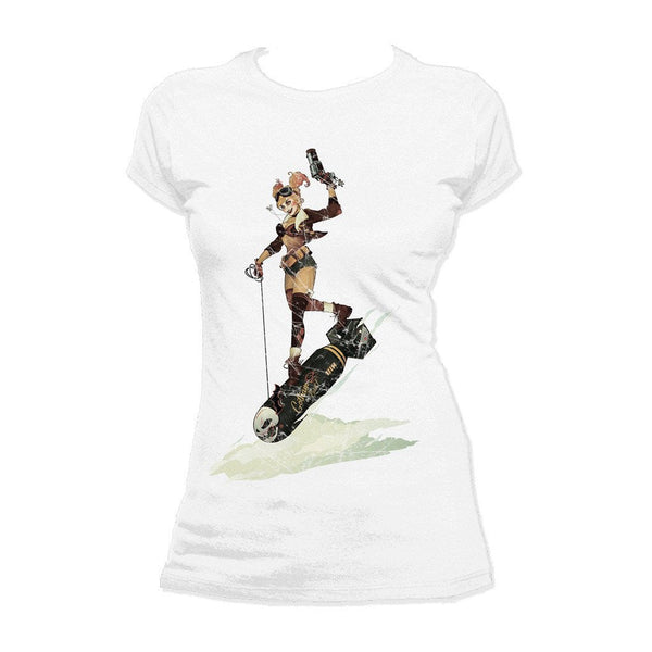 DC Comics Bombshells Harley Quinn Character Bomb Official Women's T-shirt White - Urban Species