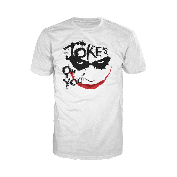 DC Batman Dark Knight Joker Stencil Official Men's T-shirt (White) - Urban Species Mens Short Sleeved T-Shirt