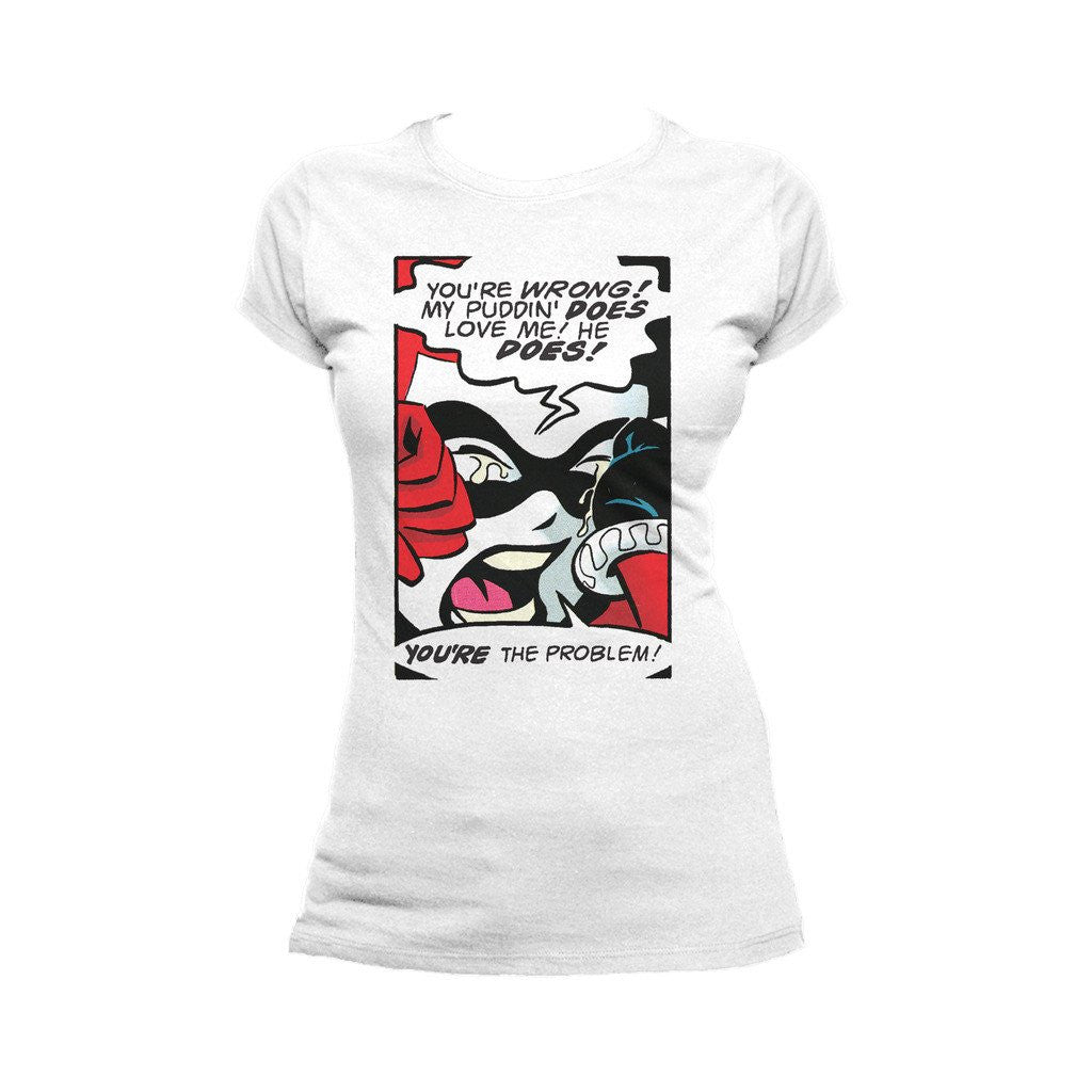 DC Comics Harley Quinn Panel Puddin 01 Official Women's T-Shirt White - Urban Species