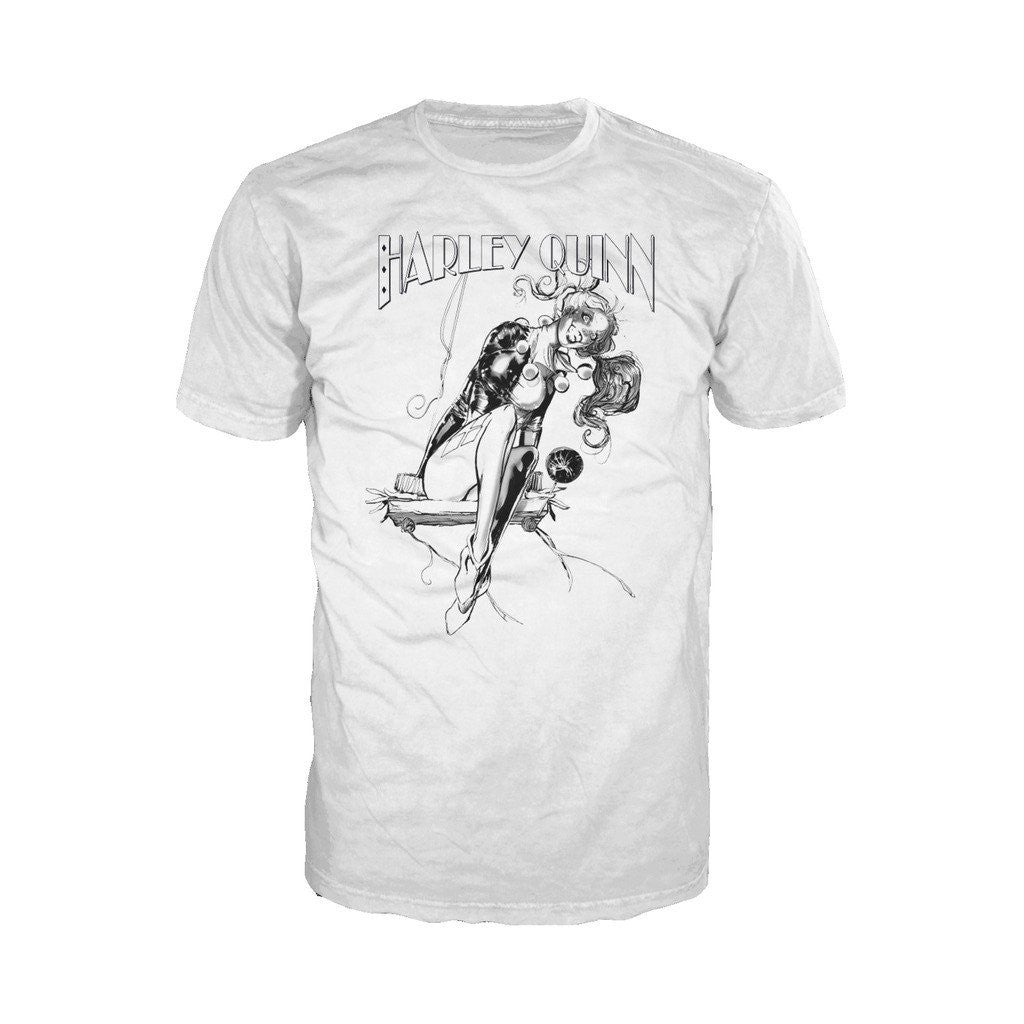 DC Comics Harley Quinn Sketch Swing 01 Official Men's T-Shirt White - Urban Species