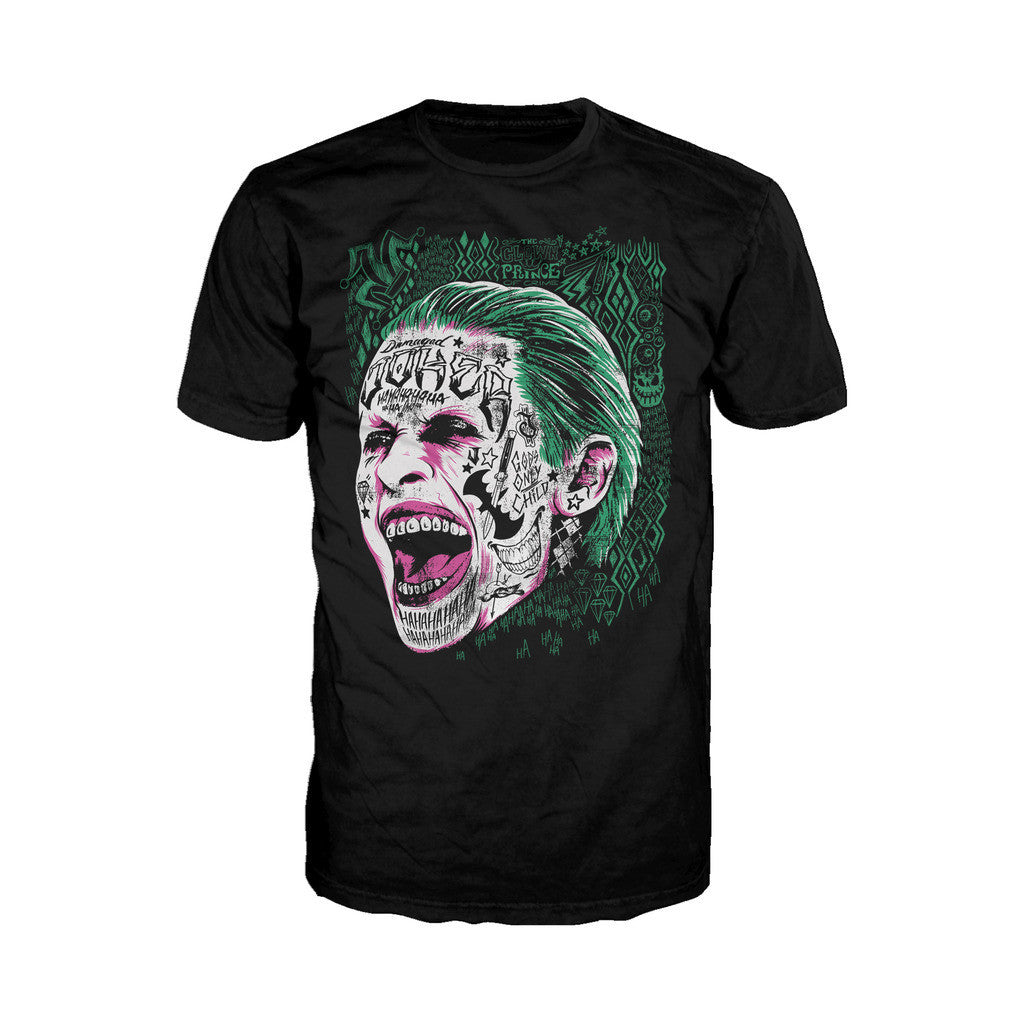 DC Suicide Squad Harley Quinn Joker Face Tattoo Official Men's T-shirt (Black) - Urban Species Mens Short Sleeved T-Shirt