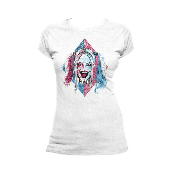 DC Suicide Squad Harley Quinn Lil Face Official Women's T-shirt (White) - Urban Species Ladies Short Sleeved T-Shirt