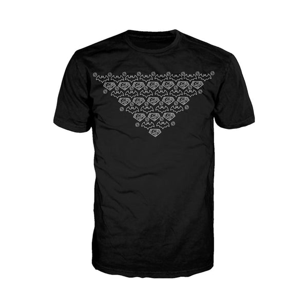 DC Comics Justice League Xmas Pattern Triangle Official Men's T-shirt Black - Urban Species
