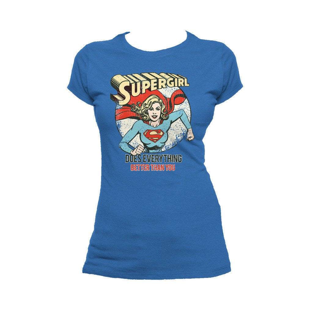 DC Comics Supergirl Text Better Than You Official Women's T-shirt Blue - Urban Species