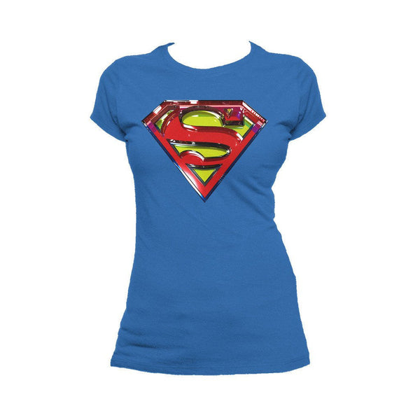 DC Comics Superman Logo Glass Official Women's T-shirt (Royal Blue) - Urban Species