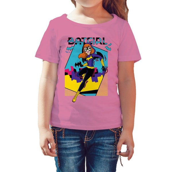 DC Comics Super Hero Girls Batgirl Pop Wow Framed Official Kid's T-Shirt (Pink) - Urban Species Kids Short Sleeved T-Shirt