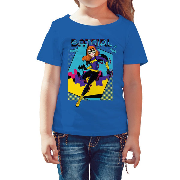 DC Comics Super Hero Girls Batgirl Pop Wow Framed Official Kid's T-Shirt (Royal Blue) - Urban Species Kids Short Sleeved T-Shirt