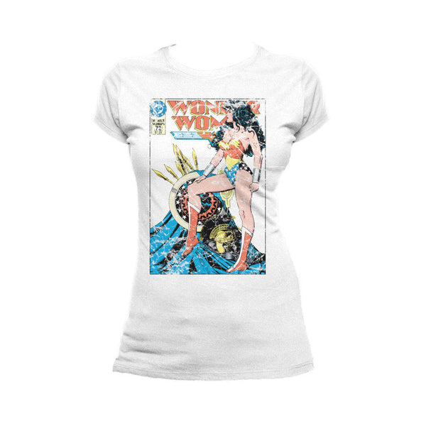 DC Comics Wonder Woman Cover #55 Official Women's T-shirt (White) - Urban Species Ladies Short Sleeved T-Shirt