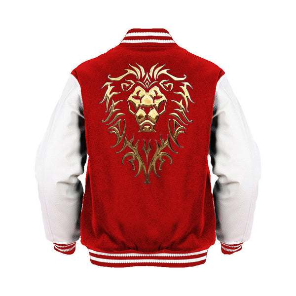 Warcraft Alliance Logo Metallic Official Varsity Jacket (Red) - Urban Species Varsity Jacket