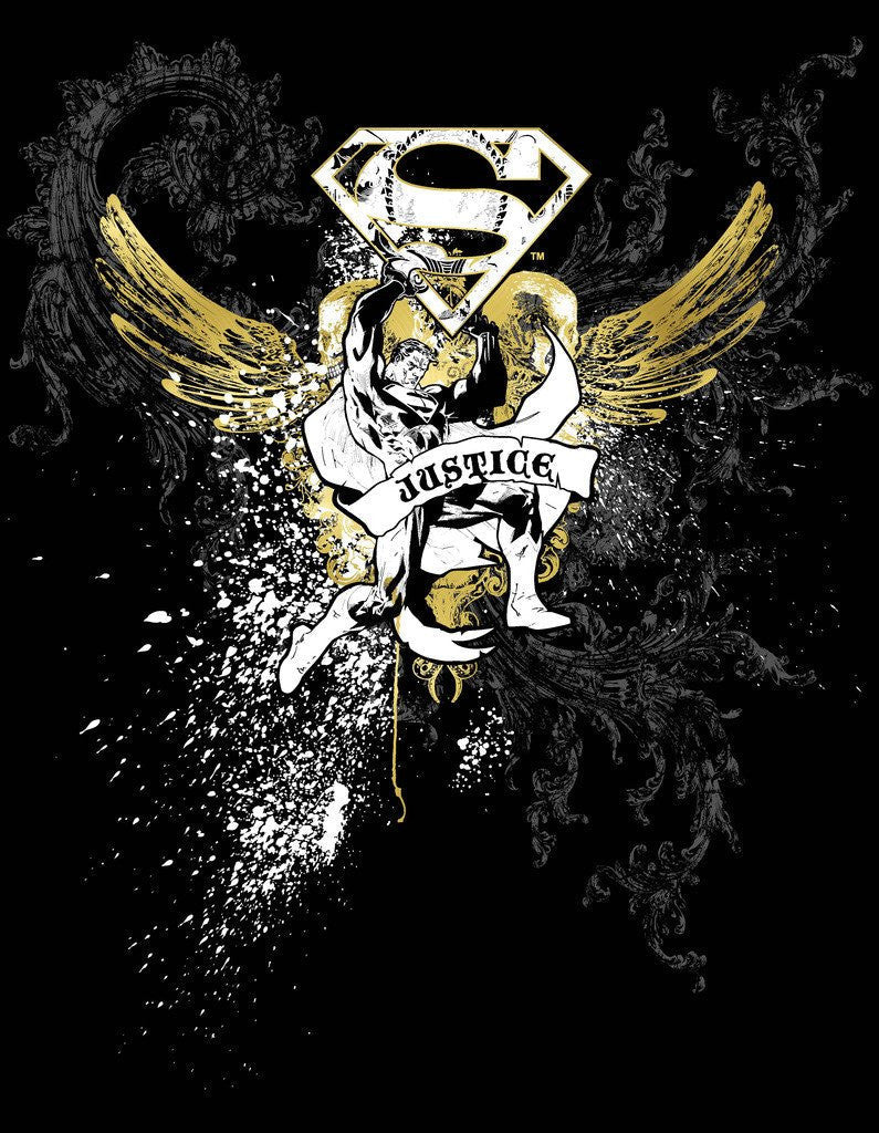 DC Comics Superman Bling Official Men's T-shirt Black - Urban Species Design Close Up