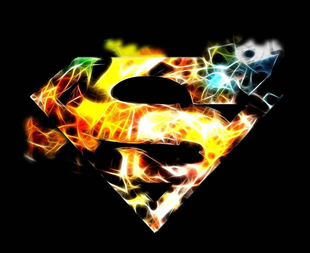 DC Comics Superman Logo Saturated Official Men's T-shirt (Black) - Urban Species Mens Short Sleeved T-Shirt
