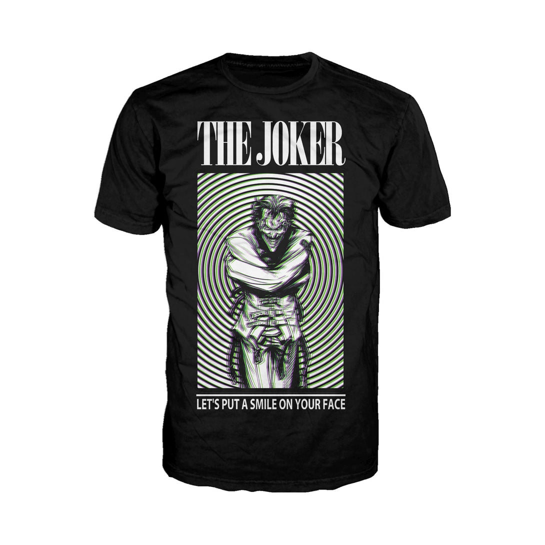 DC Comics Joker Poster Swirl Smile Official Men's T-Shirt Black - Urban Species