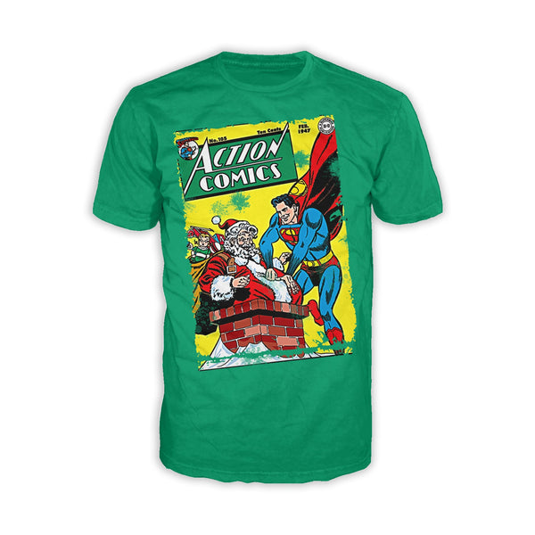 DC Comics Superman Cover 105 Xmas Men's T-Shirt Green - Urban Species