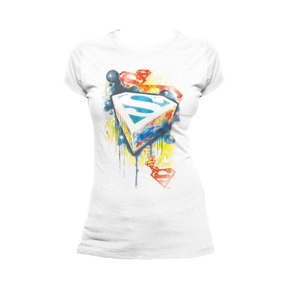 DC Comics Superman Graffiti Official Women's T-shirt White - Urban Species