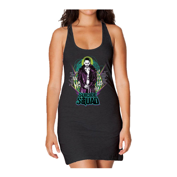 DC Suicide Squad Logo Joker Official Women's Long Tank Dress (Black) - Urban Species Ladies Long Tank Dress