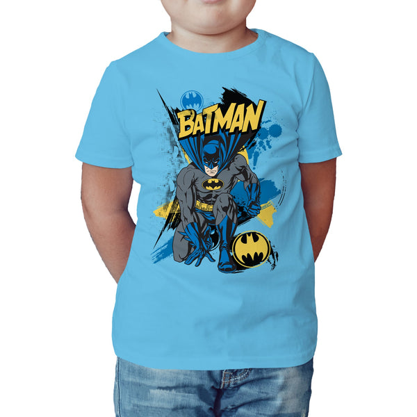 DC Comics Batman Crouch Official Kid's T-Shirt Sky Blue - Urban Species