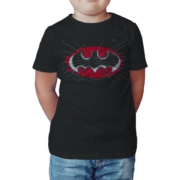 DC Comics Batman Logo Glass Official Kid's T-Shirt Black - Urban Species