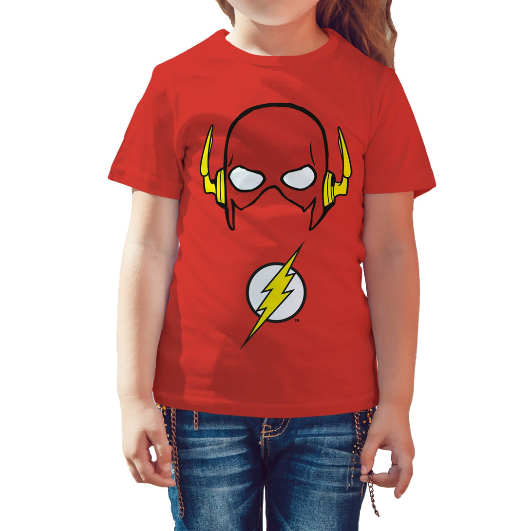 DC Comics Flash Logo Mask Official Kid's T-Shirt Red - Urban Species