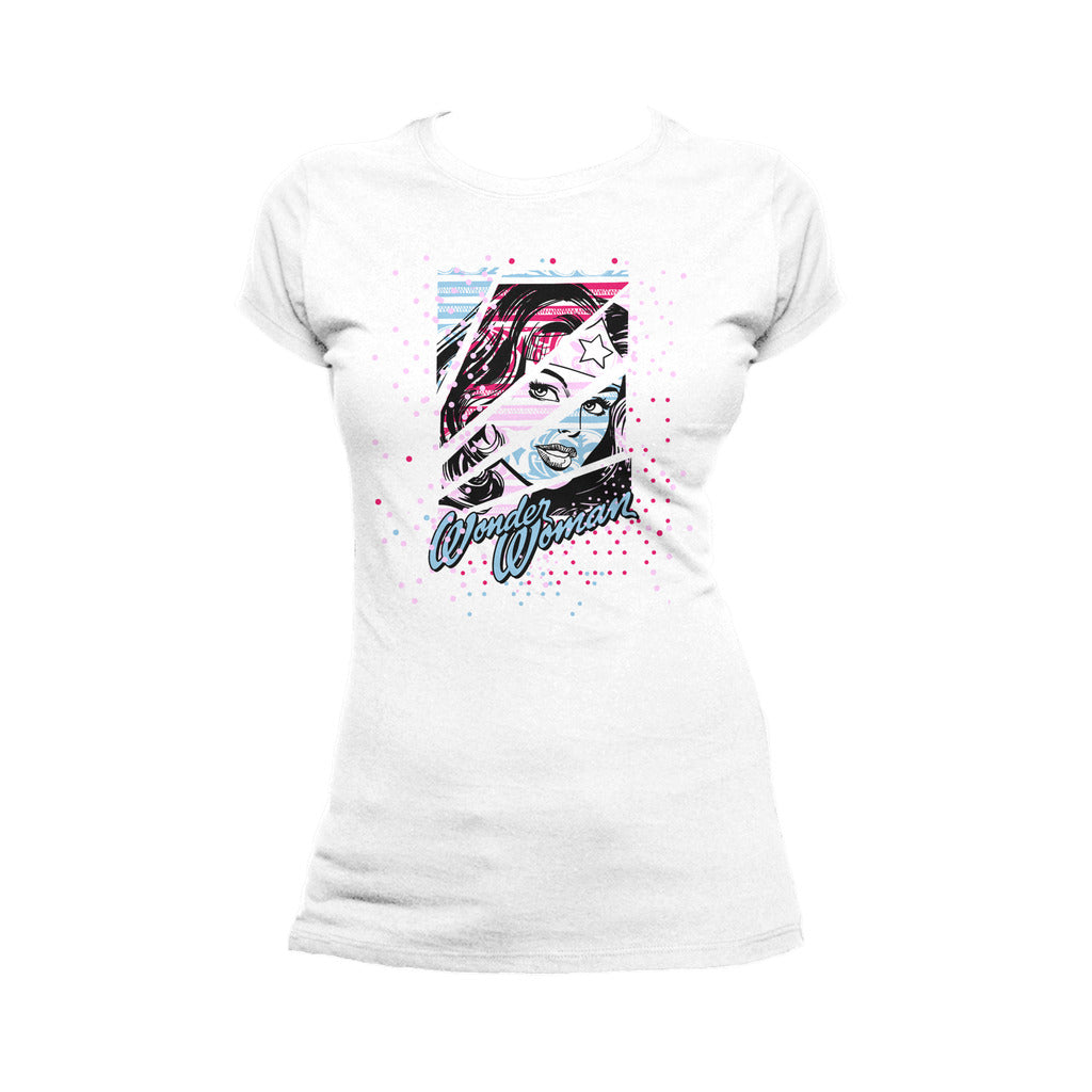 DC Comics Wonder Woman Warhol Official Women's T-shirt (White) - Urban Species Ladies Short Sleeved T-Shirt