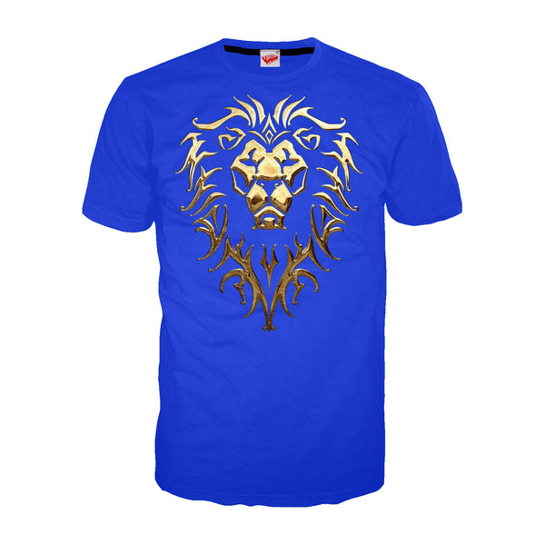 Warcraft Alliance Logo Metallic Official Men's T-shirt (Royal Blue) - Urban Species Mens Short Sleeved T-Shirt